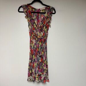 Rebecca Taylor‎ Floral Ruffle V Neck Wrap Dress Size 2